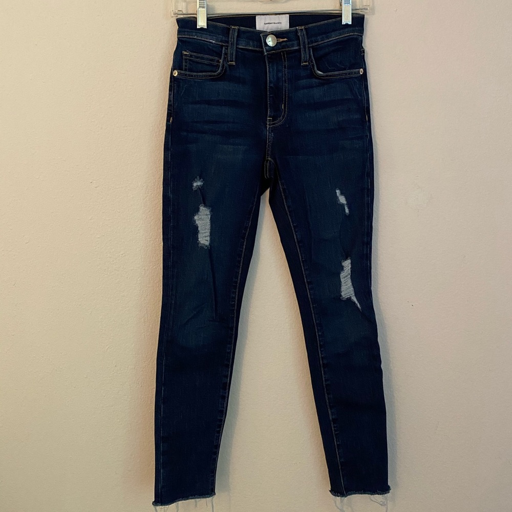 Current Elliott Distressed Mid Rise Jeans